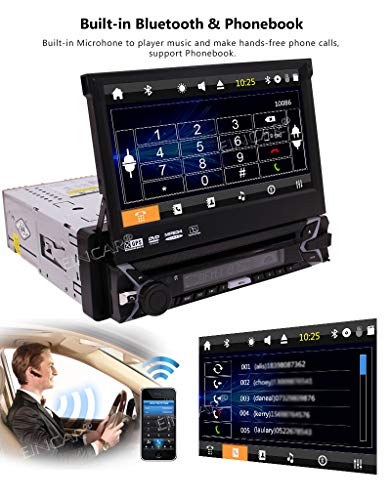 1Din Car Stereo GPS Navigation Automotive Parts Bluetooth Single 1 Din Radio Autoradio GPS in Dash Head Unit with 8GB SD Map Card 7 Inch Capacitive Touchscreen Auto CD DVD Player with Backup Camera - Thumbnail 5