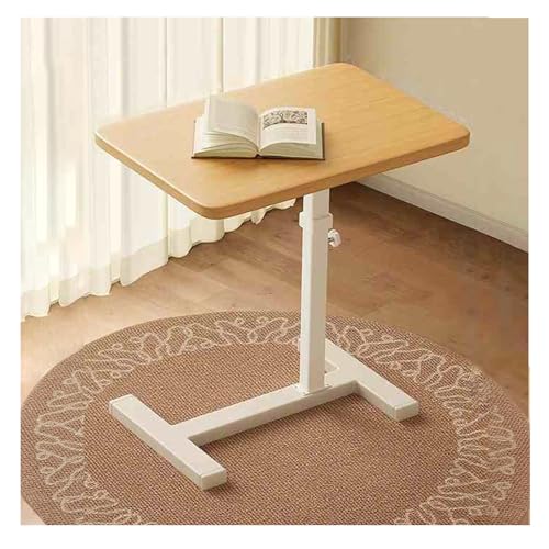 SDGBCXD Mesita Auxiliar, Mesa Auxiliar giratoria de 360°, con Ajuste Altura Libre: Moderna Mesa sofá for Dormitorio y Oficina(Basic Model,White Wood Frame)