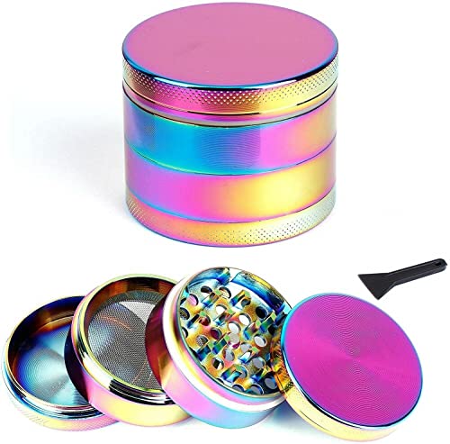 Herb Grinder 4 Parts 50mm Zinc Alloy Grinders Kitchen Grinder Spice Crusher Chamber and Pollen Catcher Premium Grinders Magnetic Top (4 Part 50mm Multi)