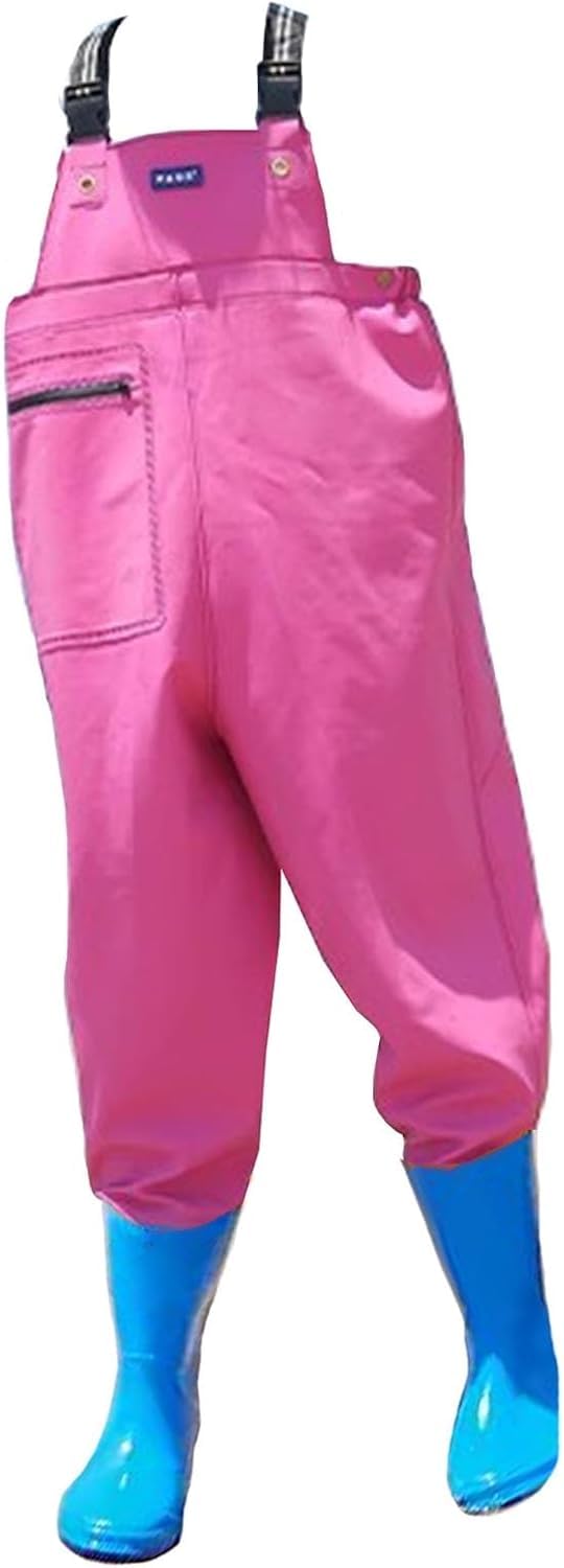 Wodery wędkarskie dla mężczyzn Kolorowe damskie spodniobuty z PVC z butami, wodoodporne, oddychające, do rekreacji, ogrodnictwa, polowań na świeżym powietrzu, wędkowania(Pink,6)