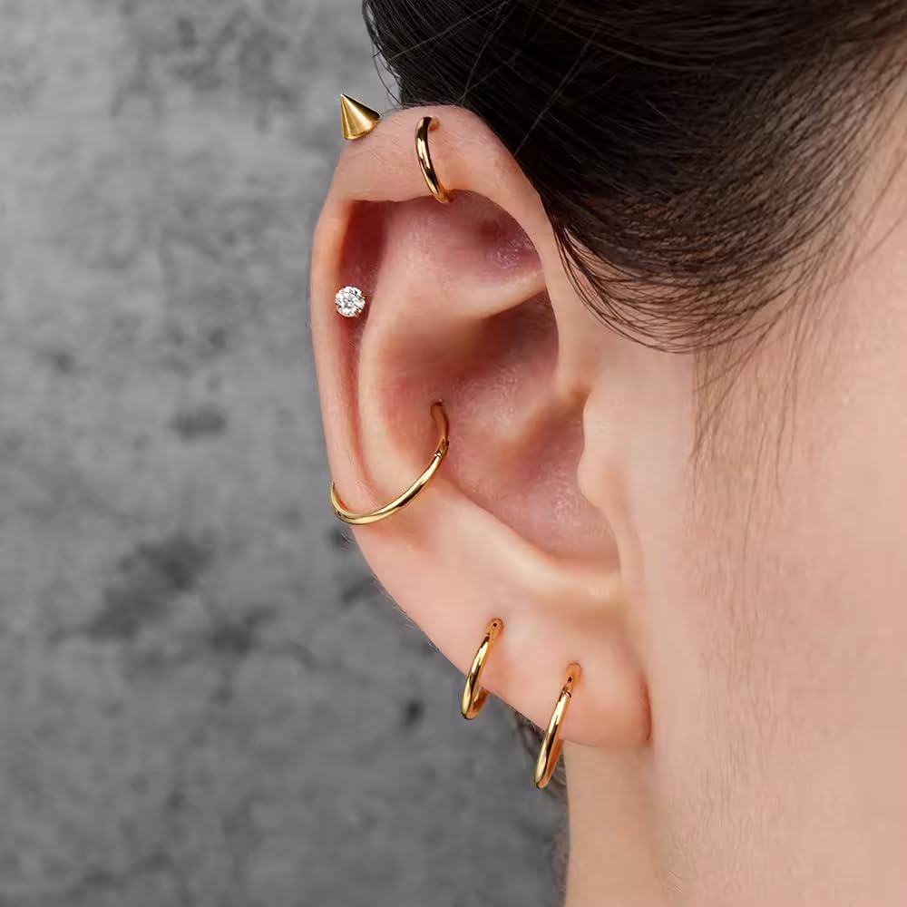 Vankula Pesos Dilataciones Oreja tapones dilata 10 PCS Pendientes túnel acero inoxidable Expansores Estiramiento Piercing 8mm 10mm