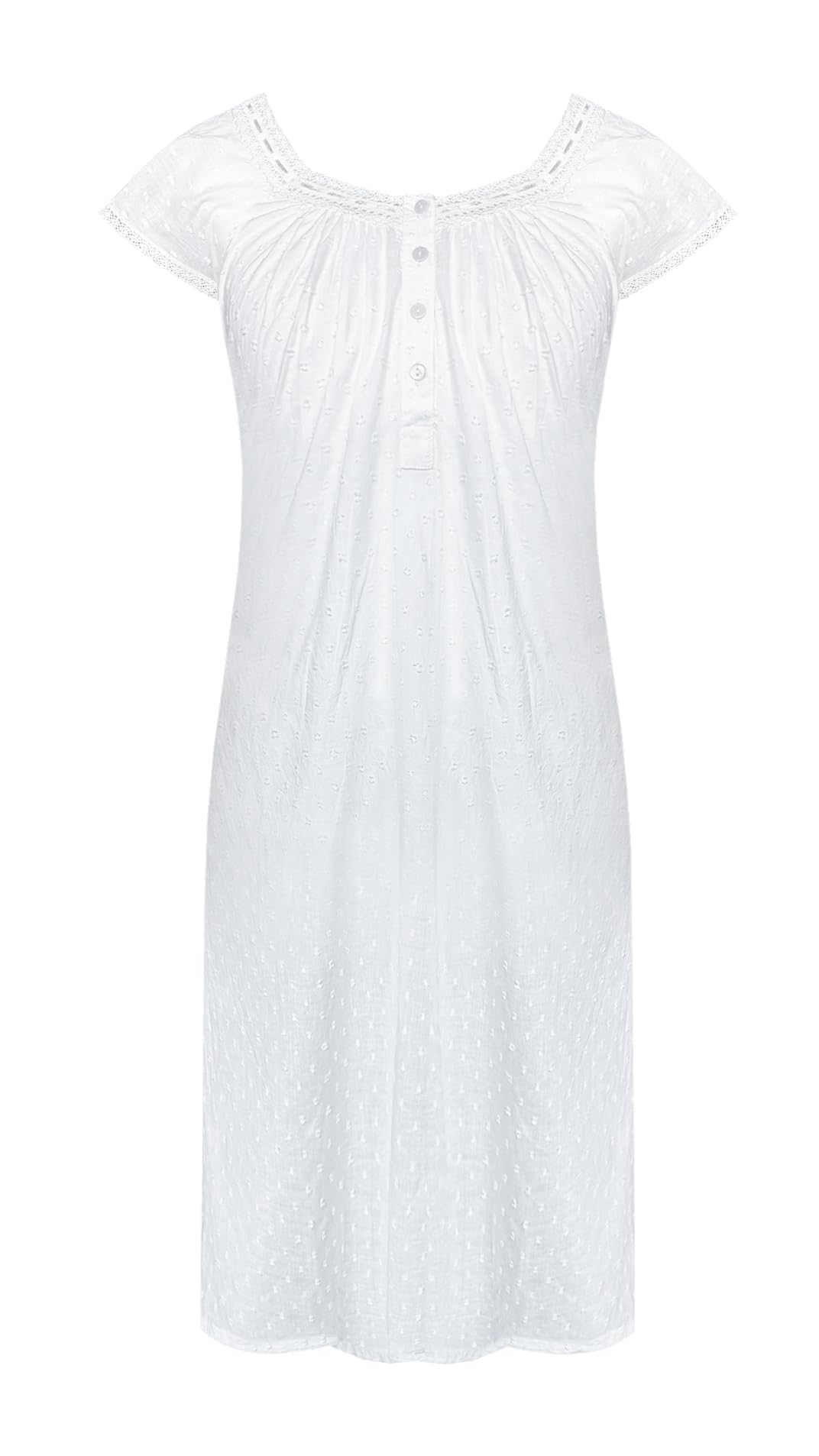 Chemise de nuit pour femme de style victorien 100 % coton léger bordé de dentelle pour femme