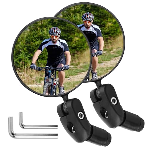 1 Paire de Rétroviseurs de Vélo Convexes en Verre HD de Sécurité, 75cm Rétroviseur Vélo Verre Convexe Incassable Miroir 360° Orientable 180° Inclinable...