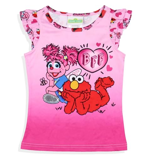 Sesame Street Girls' BFF Elmo Abby Cadabby Sleep Pajama Sleep Set Shorts3