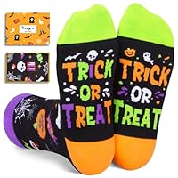 HAPPYPOP Halloween Socks for Kids - Funny Halloween Gifts, Pumpkin Skull Spooky Socks 7-9 Years