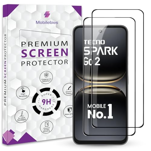 Image of Premium Tempered Glass Screen Protector Guard For Tecno Spark Go 2 5G (6.67 Inch, Pack of 2) | Edge to Edge Coverage With Easy to installation kit