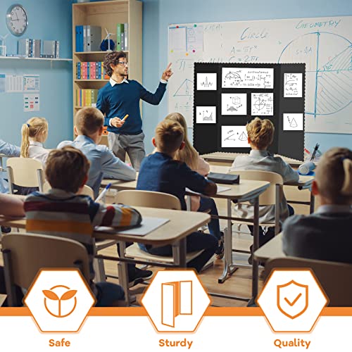 Image of Henoyso 12 Pcs 36 x 48 Inch Black Tri Fold Poster Board Bulk for Display | Science Fair Project, Classroom Display Paperboard, Single Wall Build, Lightweight Presentation Board, 3 Panels