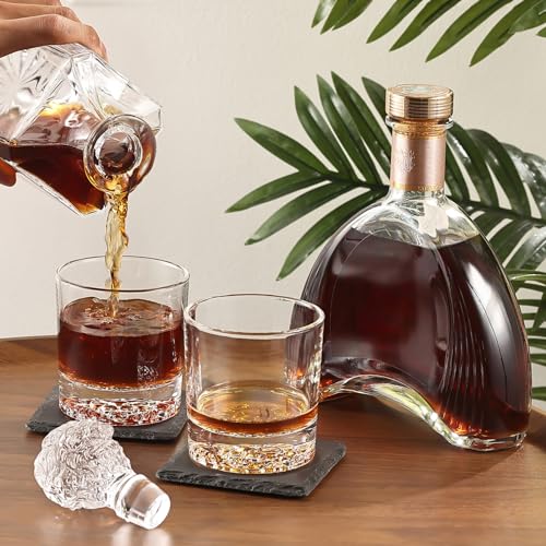 Luskeycor Whiskey Decanter Set With Wooden Crate, Lion Whiskey Decanter 25.4 Oz And 2 Glasses 10 Oz With 304 Stainless Steel Whiskey Stones thumb #6