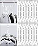 Mr. Pen- Space Saving Hangers for Clothes, 24 pcs, White, Bulk Plastic Multi Clothes Hangers Space Saving, 5 Slots, 360° Rotating Hooks