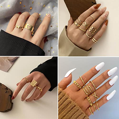 17km 60 pcs gold stacks ring sets for women non tarnish dainty vintage stackable rings pack finger midi knuckle rings for jewelry gift