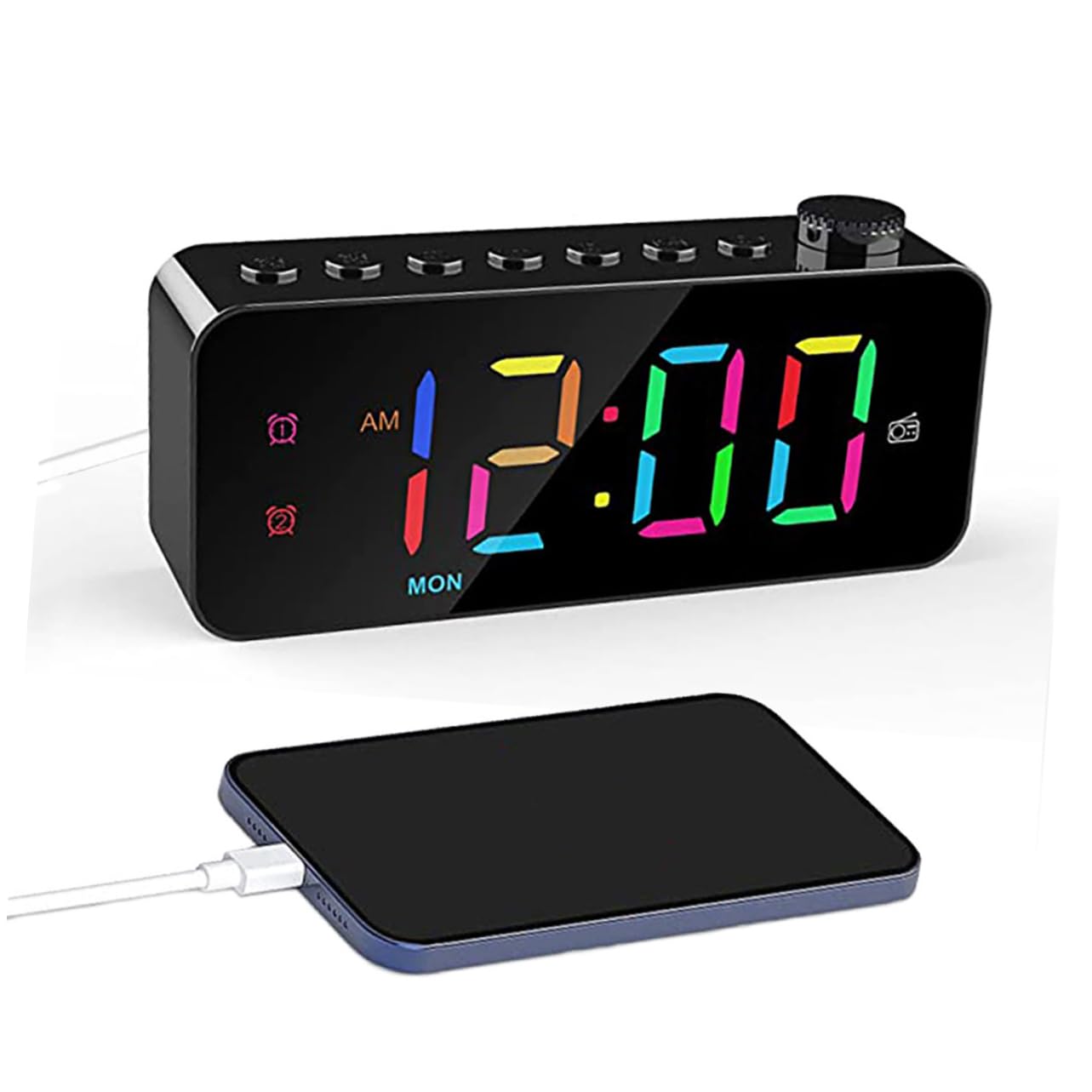 BESTonZON Digital Wecker Für Schlafzimmer Mit Led-anzeige Und Großem Display USB-ladefunktion Modernes Design Kompakt Und Leicht Für Wohnzimmer Küche Und Bürogebrauch