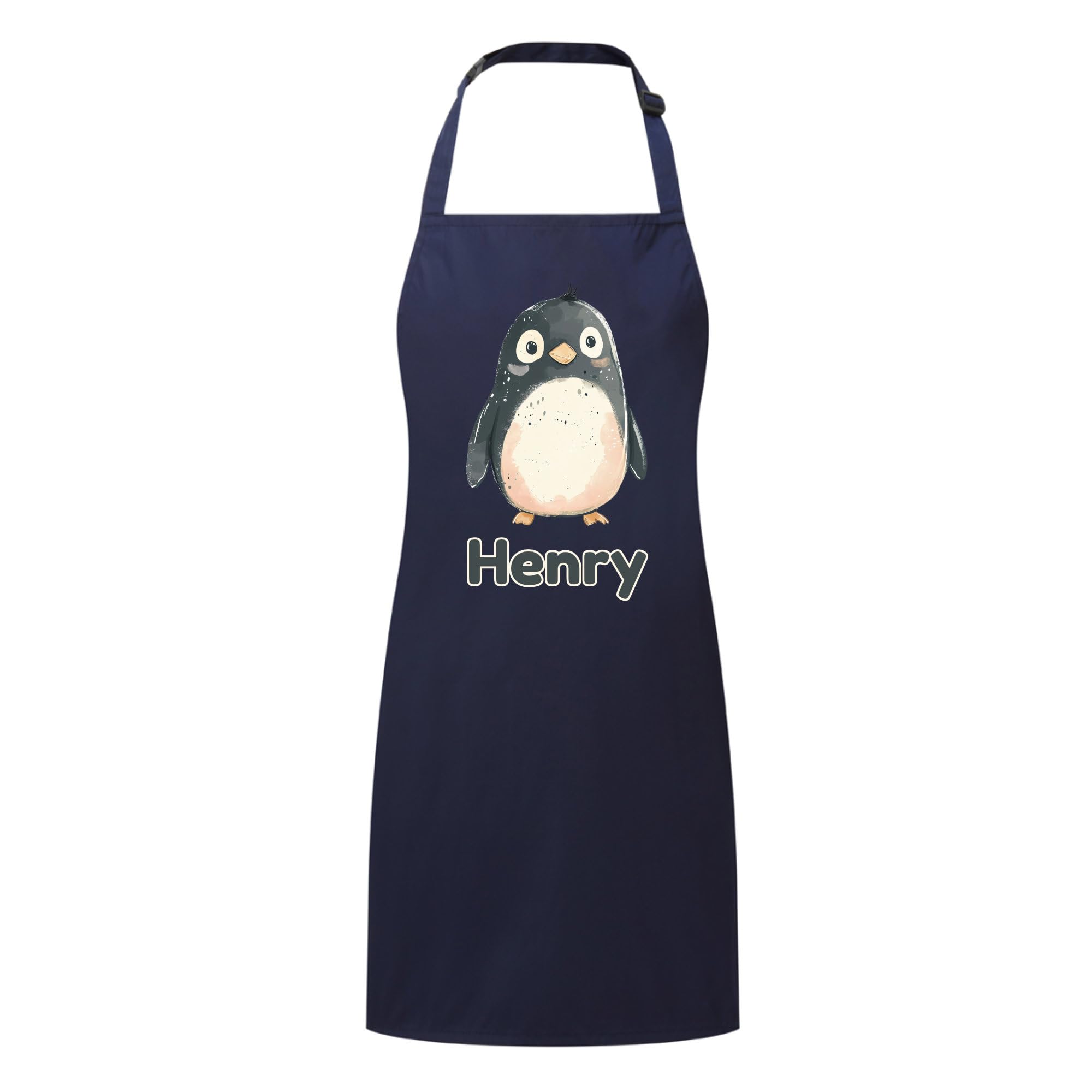 PIXPRINT Personalised Any Name Penguin Waterproof Kids Apron. Craft, Bake, Cook. Boy, Girl, Unisex. Gift