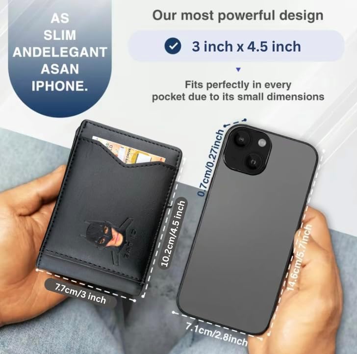 BAT ID Men’s Wallet – Slim RFID Leather Bifold with 2 ID Windows, 10 Card Slots, Cash Compartment, Stylish Superhero Design & Durable Build (Black) - Image 3