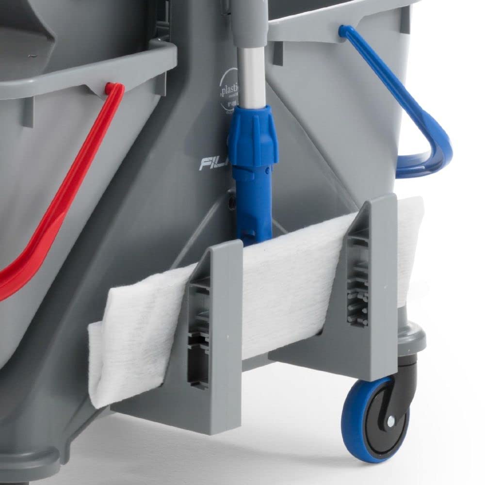 Carrello Lavapavimenti 2 secchi lt.15 con strizzatore professionale maniglia cassetta e reggiscopa.