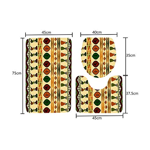 Zhuhaixmy 3-Teiliges Badematten Set - 3D Geometrie Muster Dekorative 3 stücke Skidproof Soft Pedestal Teppich + Deckel… – Bild 6