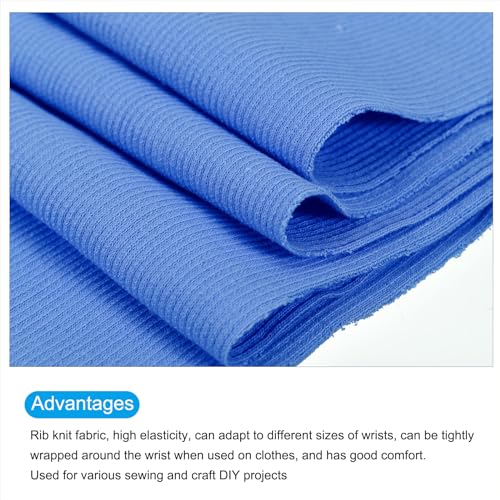 Image of MECCANIXITY 39 inch Elastic Cuffs Ribbed Trims Cotton Fabric Knit Rib Stretch Tape Cuff Sleeve Waistband for Sewing, 6 inch Wide Light Blue