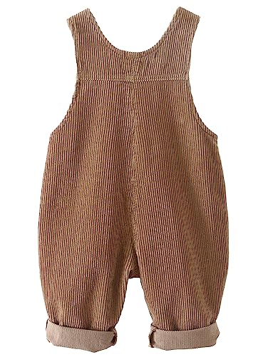 Happy Cherry Infant Baby Boy Girl Corduroy Overalls Romper Adjustable Button Suspender Big Pants Plain Romper Outfit Clothes4