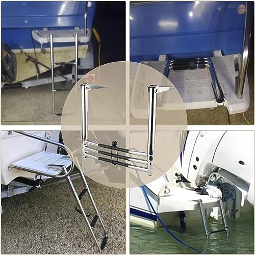 Échelle télescopique bateau avec marches relevables antidérapantes
