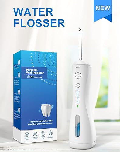 Irrigador bucal dental portátil, recargable, impermeable, limpiador de dientes, puentes, cuidado de los dientes, 6 modos, tanque de agua telescópico