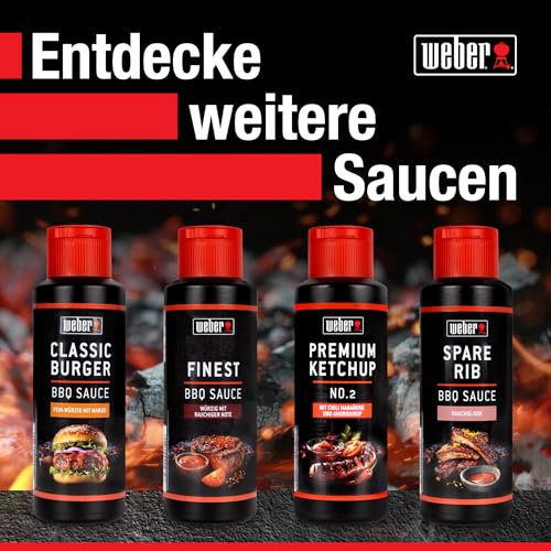Weber Finest BBQ Sauce 300 ml - Rauchige Grillsauce für Rind, Lamm, Geflügel & Schwein - Intensiv würziger BBQ Geschmack - Grill Sauce Vegan, glutenfrei, laktosefrei, ohne Konservierungsstoffe