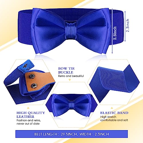 Jeyiour 8 Pcs Wide Elastic Stretchy Bowknot Waist Belt Casual Vintage Bow Knot Corset Waistband Cinch Belts for Women Dress, 8 Colors2