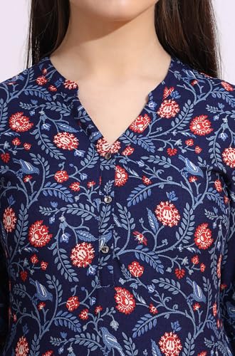 Image of W for Woman Pink Bold Geometric Printed Pure Cotton Straight Kurta