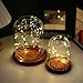 ZEERSHEE 2pcs Glass Display Dome Cloche with Wooden Base for Home Wedding Party Decor (3.9 x 5.1in/5.7 x 6.9in)