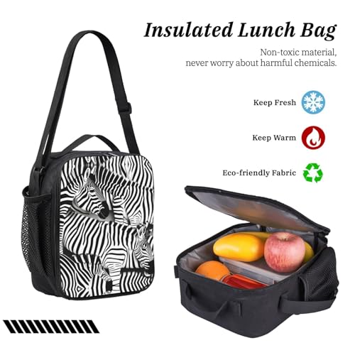 Sac à dos zèbre avec boîte à déjeuner et trousse pour école - 6