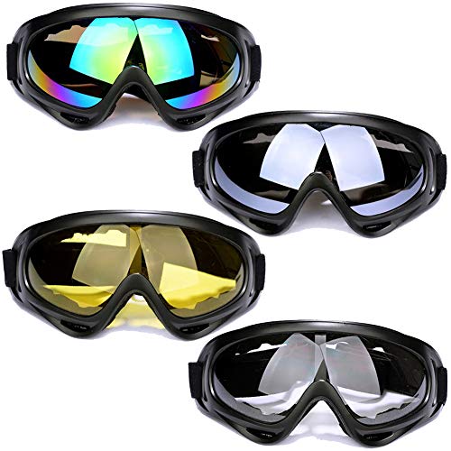 Peicees Pack of 4 Ski Goggles for Women Men Kids Snow Sports Motorcycle Snowboard Goggles