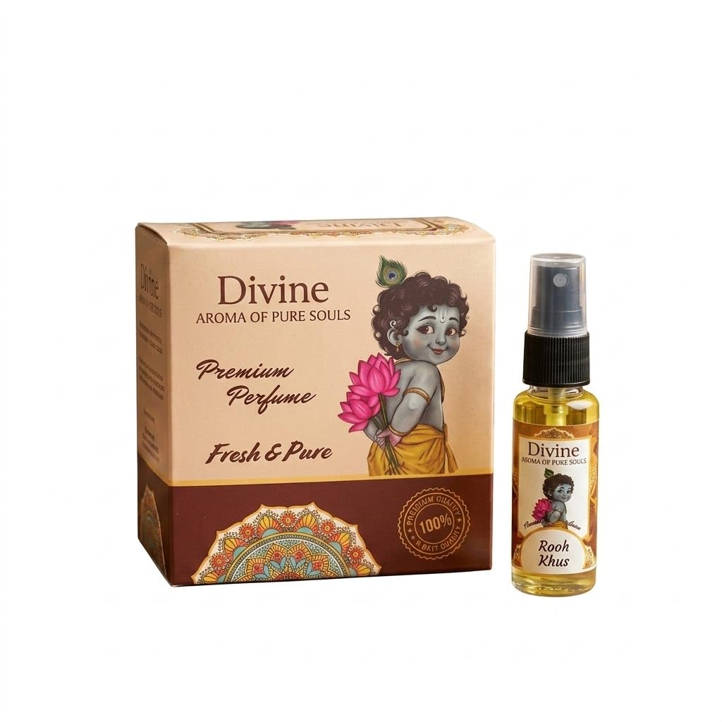 Pack of 2 Gopal Ji Khas Attar Perfume Spray | Natural & Pure Ittar for Laddu Gopal Ji | Divine Fragrance for Pooja, Mandir & Spiritual Use 30ml each Bottle (Divine Yellow Ruh Khus)-image-21