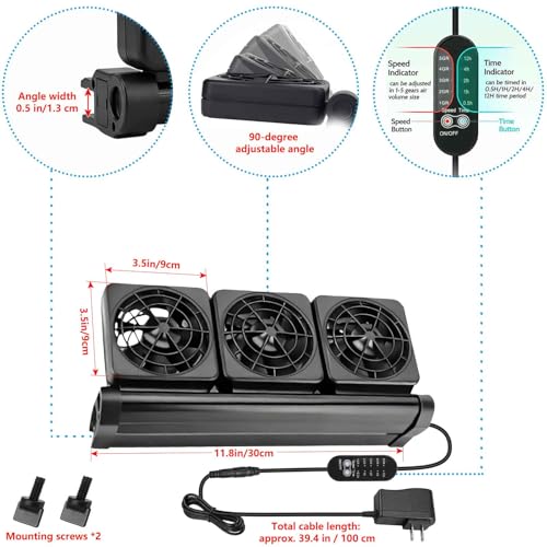Ventilador de acuario con triple cabezal y regulador de 5 velocidades para peceras 3