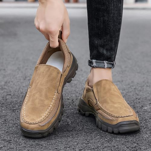 Men Genuine Leather Breathable Arch Support Loafers Soft Comfortable Slip On Business Dress Shoes Daily Non-Slip Driving Walking Shoes2