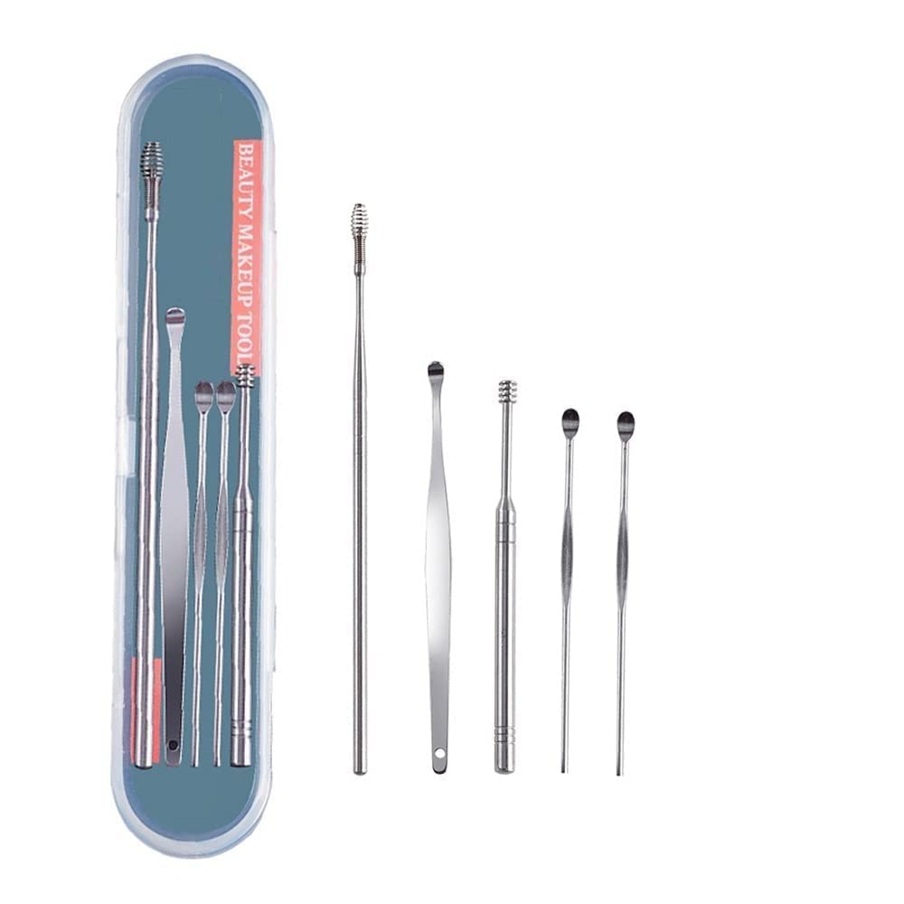 ARDAKI Ear Wax Cleaner - Resuable Ear Cleaner Tool Set with Storage Box - Ear Wax Remover Tool Kit with Ear Curette Cleaner and Spring Ear Buds Cleaner | Stainless Steel