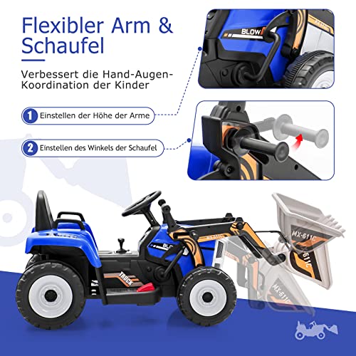 COSTWAY 12V Elektro Sitzbagger mit Verstellbarer Schaufel, Kinder Bagger mit Musik und Scheinwerfer, inkl. 2,4GHz… – Bild 6