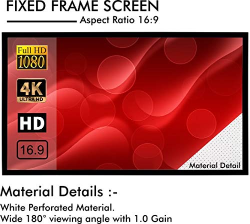 Image of Big VUE 133 Inches Fixed Frame Projector Screen 16:9 Diagonal Active 3D 4K Ultra Hd Projector Screen for Classroom, Office & Home Theater (133 Inch, White Perforated)