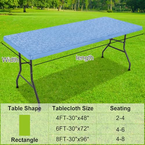 Image of Smiry Heavy Duty Vinyl Fitted Tablecloths for 8 Foot Rectangle Tables