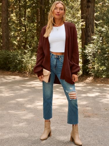 Image of LILLUSORY Womens Oversized Cardigans Soft Knit Cardigan Sweater with Pockets