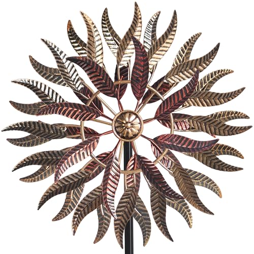 Senflame Grand moulin à vent en métal pour extérieur, sculptures à vent bidirectionnelles, éolienne cinétique à 360 degrés, décoration artistique pour terrasse, pelouse et jardin 160 x 34 cm
