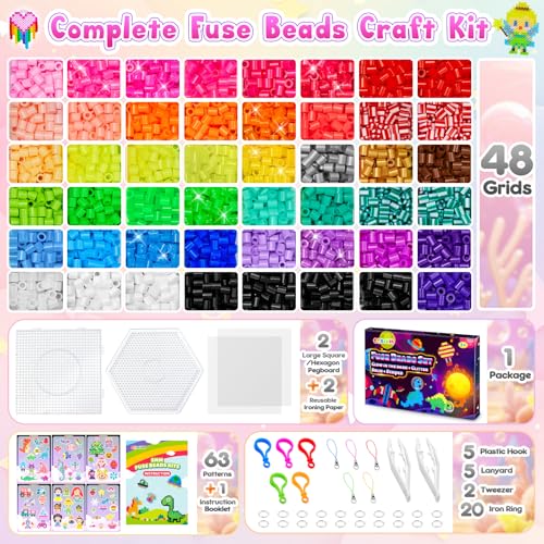 CGBOOM Bügelperlen Fuse Beads Kit, Glitzer 5 mm Nachfüllset Steckperlen Leuchtend im Dunkeln, Bastelperlen Set Kindern mit Stiftplatte… – Ansicht 2