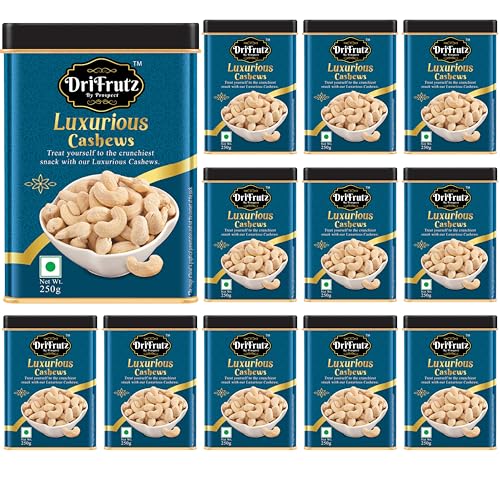 Image of DRIFRUTZ Luxurious Cashew W210 | 3000g (250g x 12) | Whole Cashew Kernels | Meant for Curated Gifting, Specialty Cuisine, Dry Fruit Assortments, and Formal Presentation