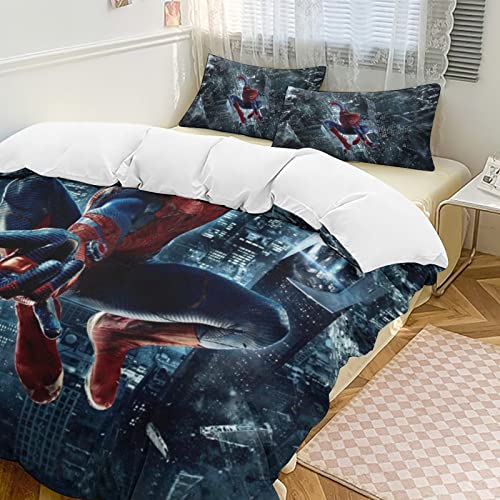 Superhero Bedding Sets Twin 3 Pieces (1 Duvet Cover + 2 Pillow Shams) 3D Printed Anime Bedding Duvet Covers, Soft Breathable Microfiber Duvet Cover Bedding Set With Zipper 86"X70" #TOP5
