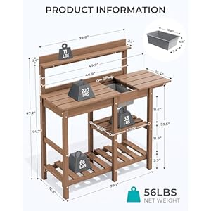 Serwallpottingbenchoutdoorpottingtablewithsinkhdpepottingbenchesforoutsidegardeningtableallweatherusebrown Urban Country Home Decor Serwall potting bench outdoor potting table with sink hdpe potting benches for outside gardening table all weather use brown urban country home decor