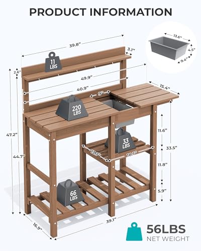 Serwallpottingbenchoutdoorpottingtablewithsinkhdpepottingbenchesforoutsidegardeningtableallweatherusebrown Urban Country Home Decor Serwall potting bench outdoor potting table with sink hdpe potting benches for outside gardening table all weather use brown urban country home decor