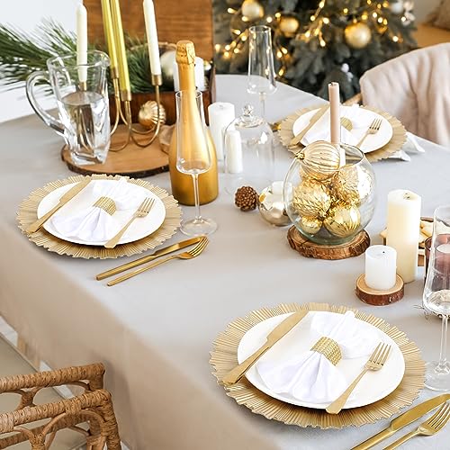 Mifoci 50 Pcs Gold Charger Plates Bulk 13 Inch Plastic Round Chargers Plates Fluted Edge Dinner Charger Plate Wedding Chargers Decorative for Table Setting Wedding Party Event Tabletop Decoration - Image 7