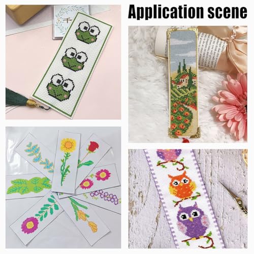 Image of arricraft 24 Pcs Blank Cross Stitch Bookmark, 14 Count Cloth Book Marker Cross Stitch with Embroidery Edge Rectangle Embroidery DIY Bookmark for Crosstitch Project 2.99x7.87inch(7.6x20cm)