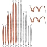 Oqqlin 12 Pcs Automotive Ground Straps, 10/15/20 Inch Universal Engine Grounding Cable Strap Kit with Ring Terminals Braided Copper Tinned Ground Wire for Most Cars (Silver, Orange)