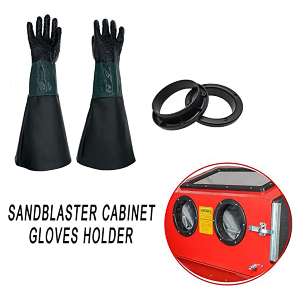 Guanti Protettivi Per Sabbiatura 60 Cm In PVC E Cotone - Antiscivolo, Assorbono Il Sudore, Per Cabine Di Sabbiatura