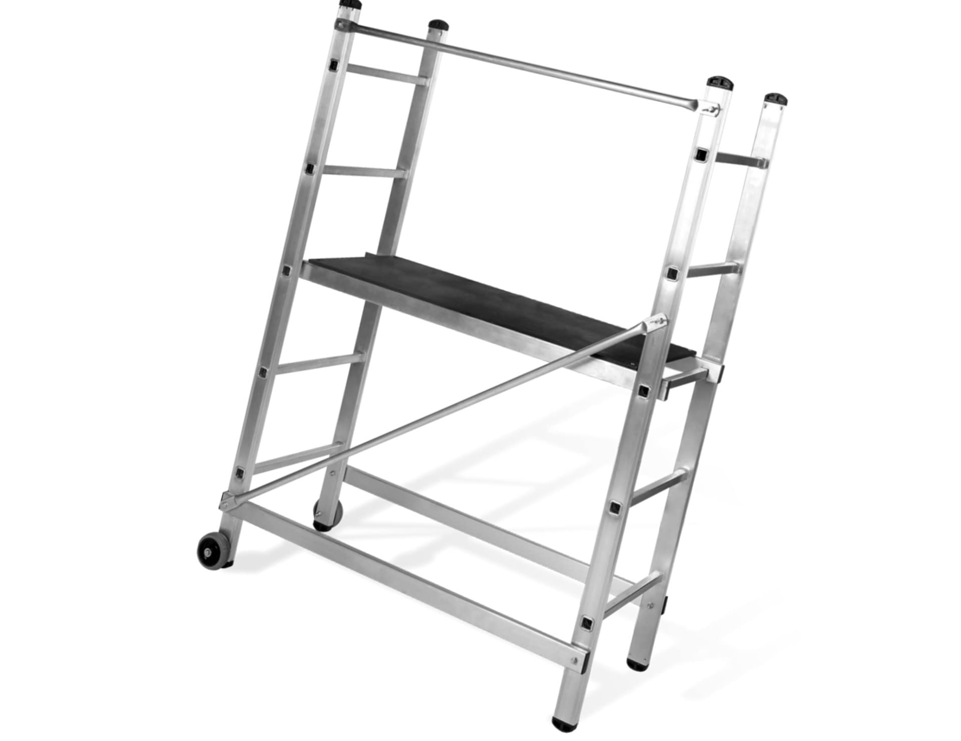 VITO – Andamio rodante, altura 3 m, escalera de andamio de trabajo, aluminio, carga 120 kg, trabajos de bricolaje, astillero de jardín