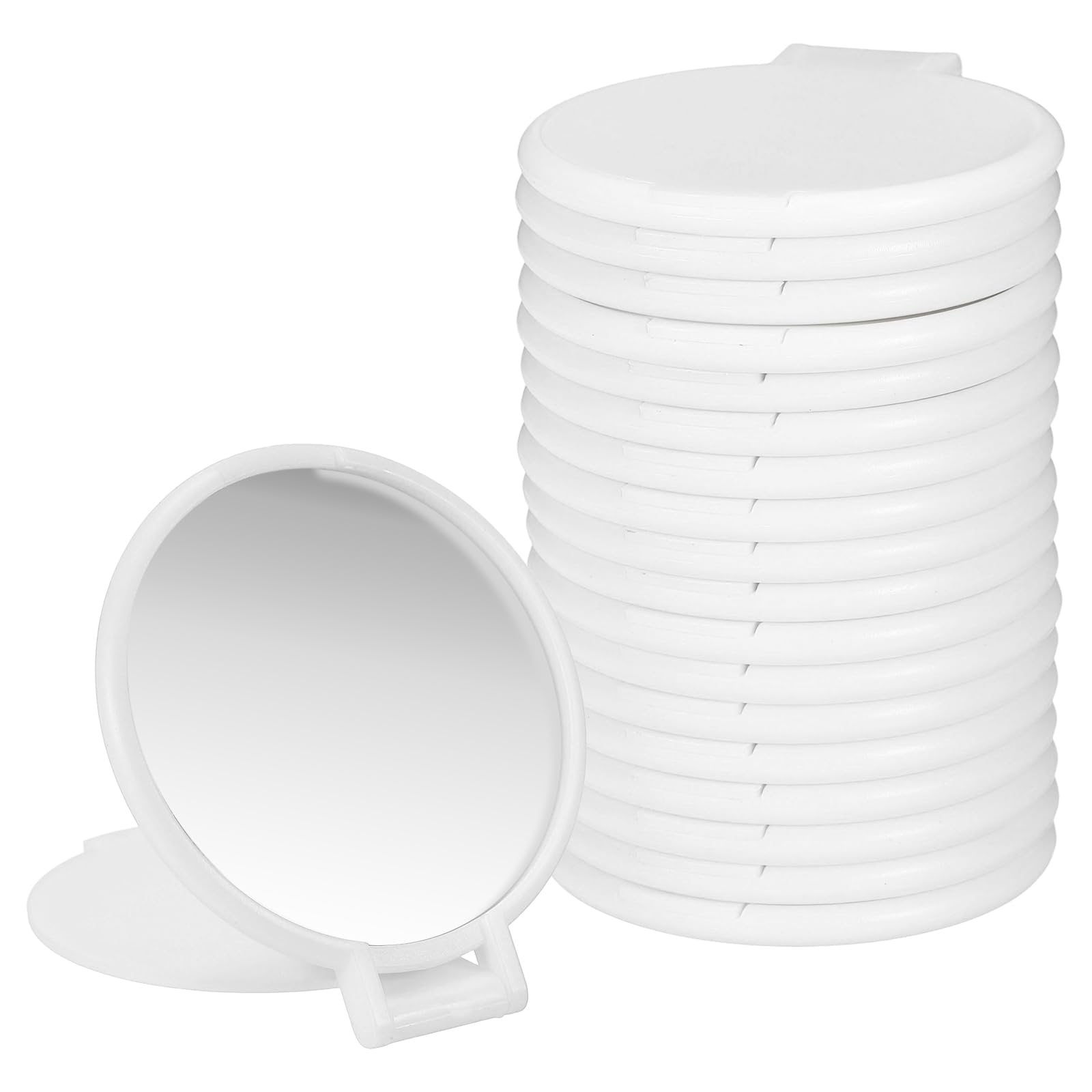 sourcing map 18 Pcs Round Compact Mirror Bulk, Mini Pocket Folding Makeup Mirrors Small Portable Makeup Stuffs for Purse, Women Girls Travel Daily Use Party Gifts, White — image 1