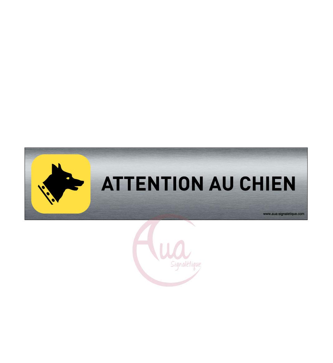 Plaque de porte aluminium brossé imprimé -Dimensions 200 x 50 mm, Double face adhésif au dos